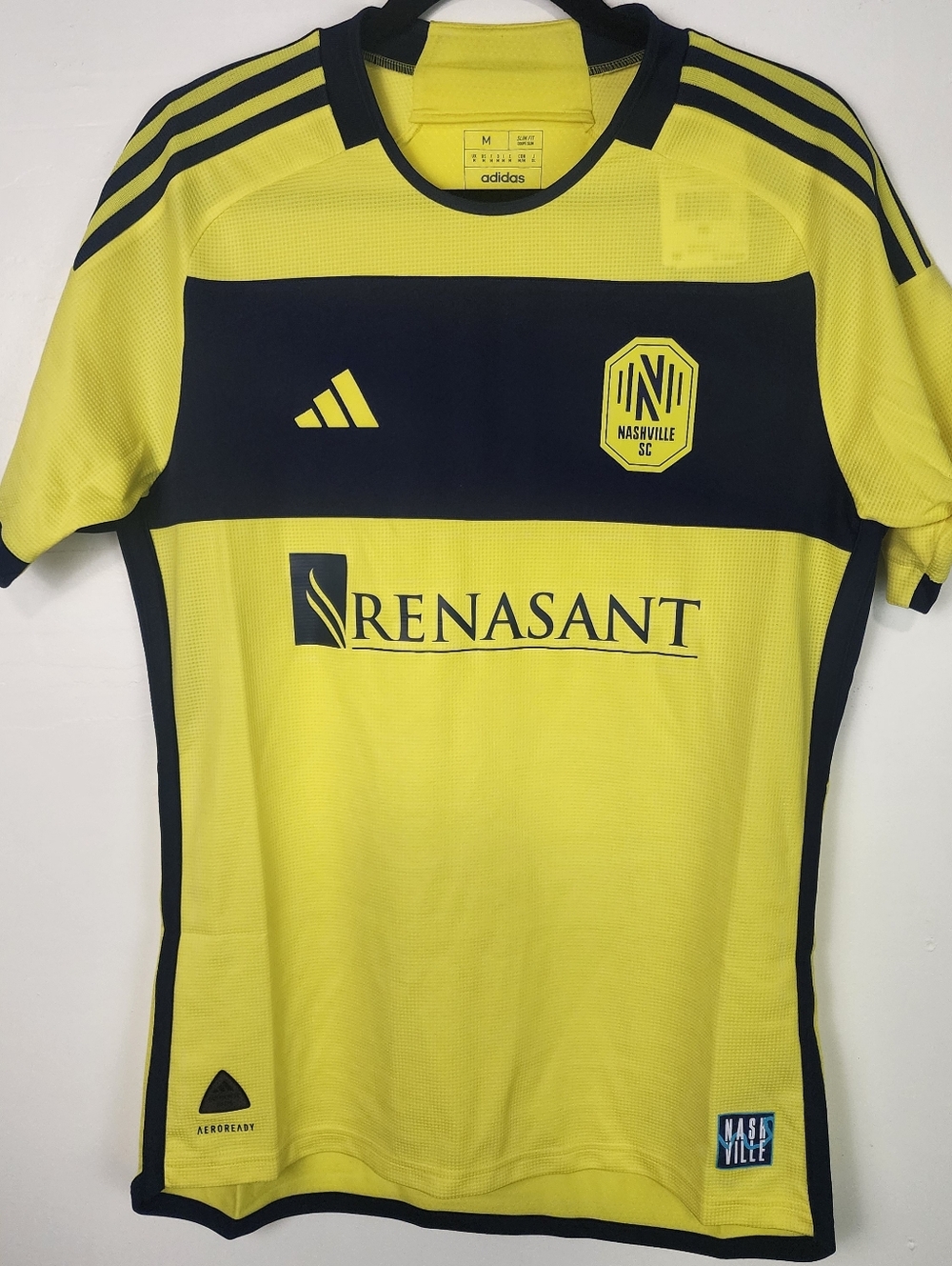 Adidas Nashville SC Men’s Yellow & Navy Soccer Jersey New 615 Home $150